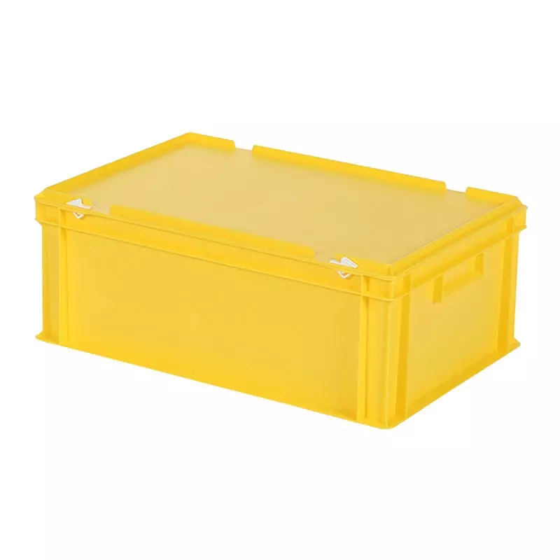 Stacking box with lid Euronorm 600x400x235 mm 43.3 l yellow