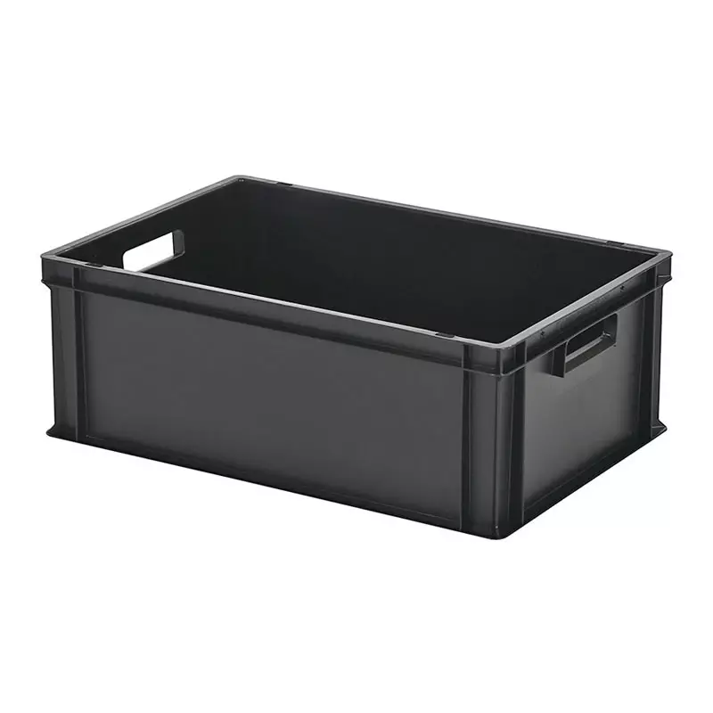 Stacking container with lid Euronorm 600x400x235 mm 43.3 l black