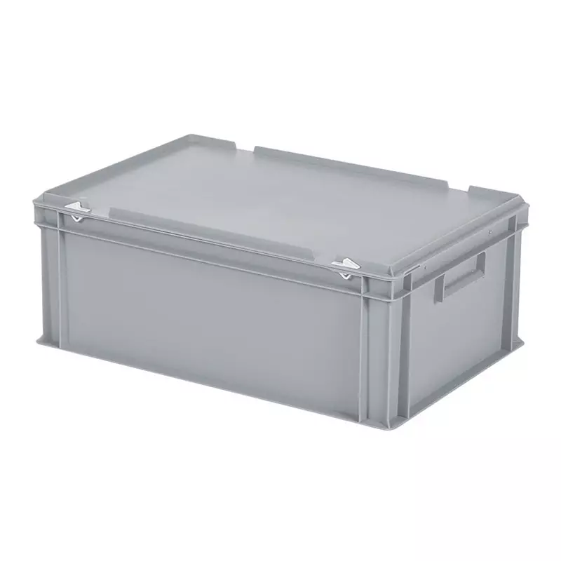 Conteneur empilable avec couvercle Euronorm 600 x 400 x 235 mm 43,3 l gris
