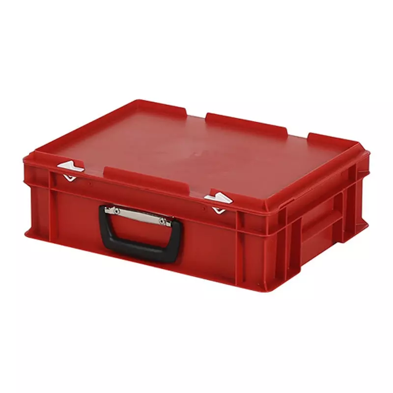 Stacking container with lid suitcase handle 400x300x133 mm 11 l red