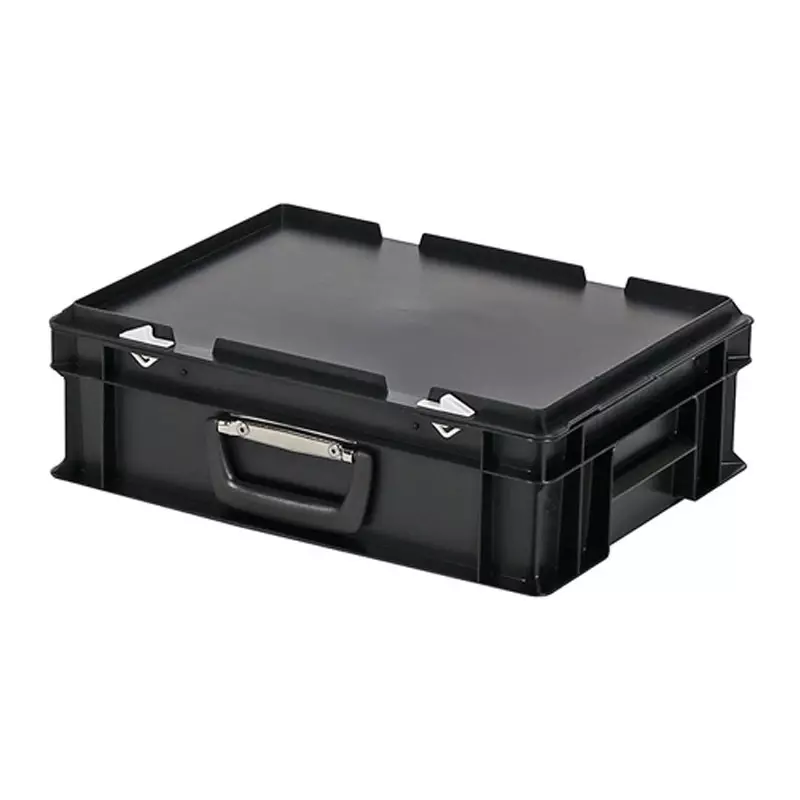 Stacking container with lid suitcase handle 400x300x133 mm 11 l black