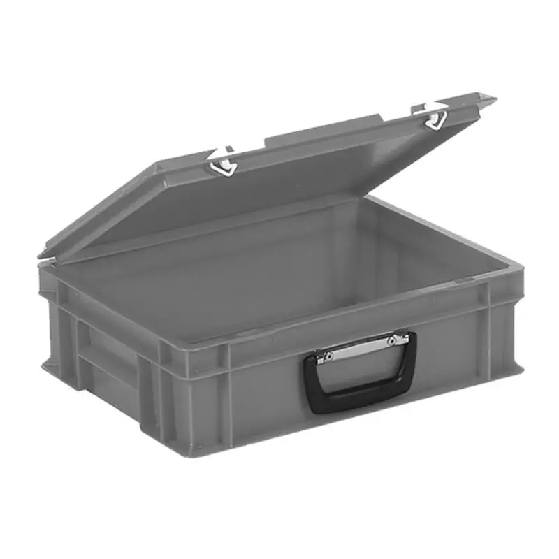 Stacking container with lid suitcase handle 400x300x133 mm 11 l grey
