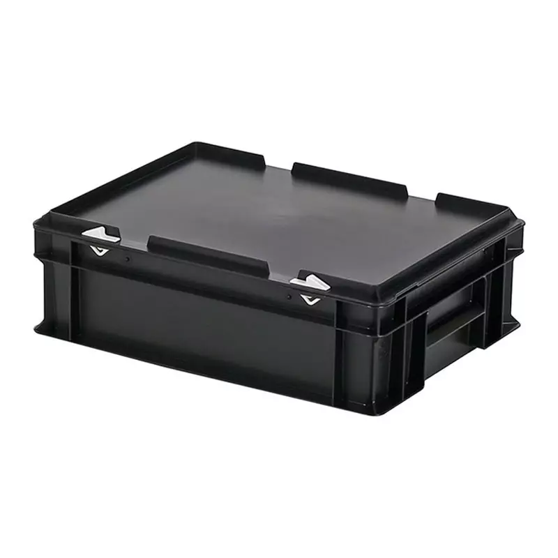 Conteneur empilable avec couvercle Euronorm 400 x 300 x 133 mm 11 l noir