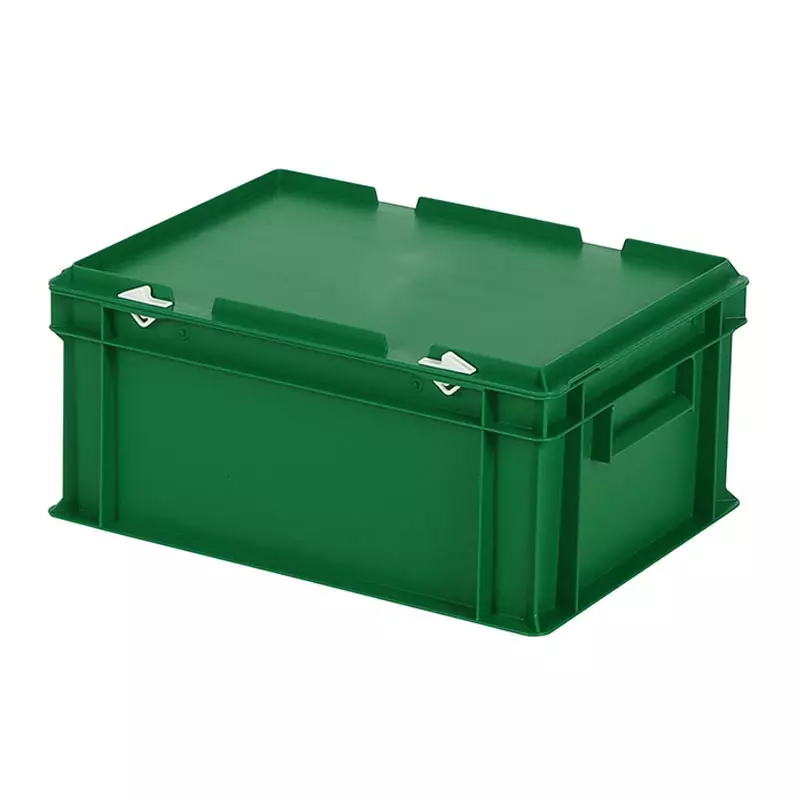 Stacking container with lid Euronorm 400x300x190 mm 16 l green
