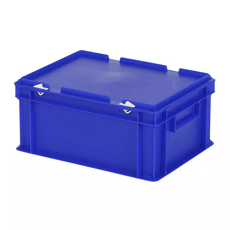 Stapelbak met deksel Euronorm 400x300x190 mm 16 l blauw