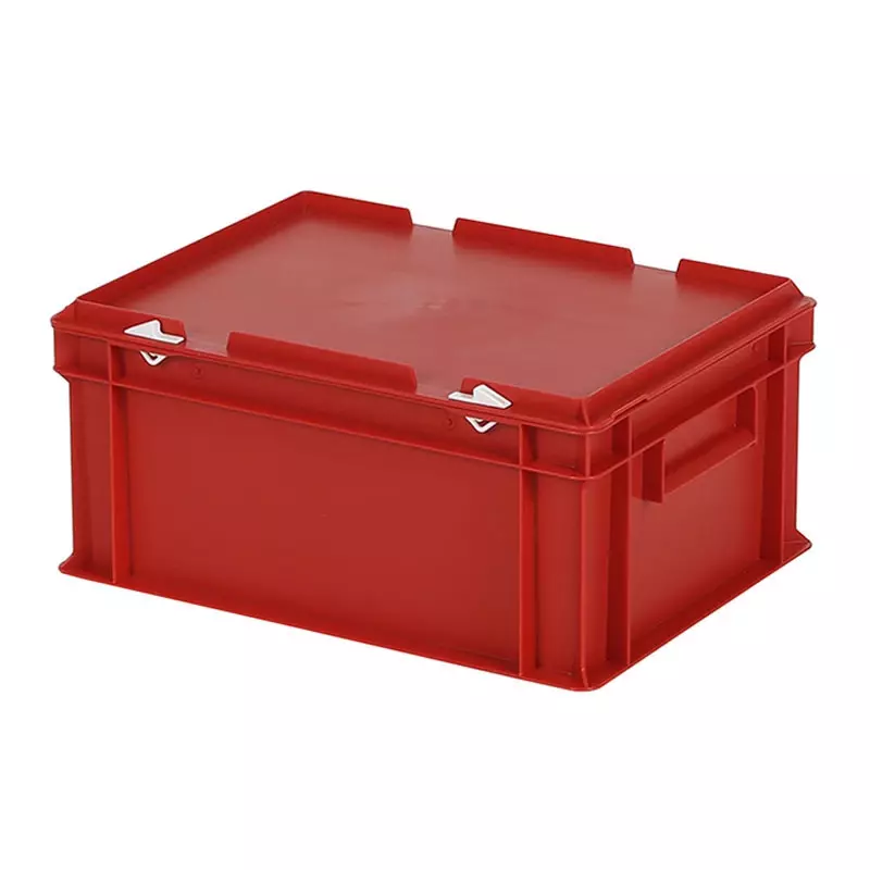 Stacking container with lid Euronorm 400x300x190 mm 16 l red