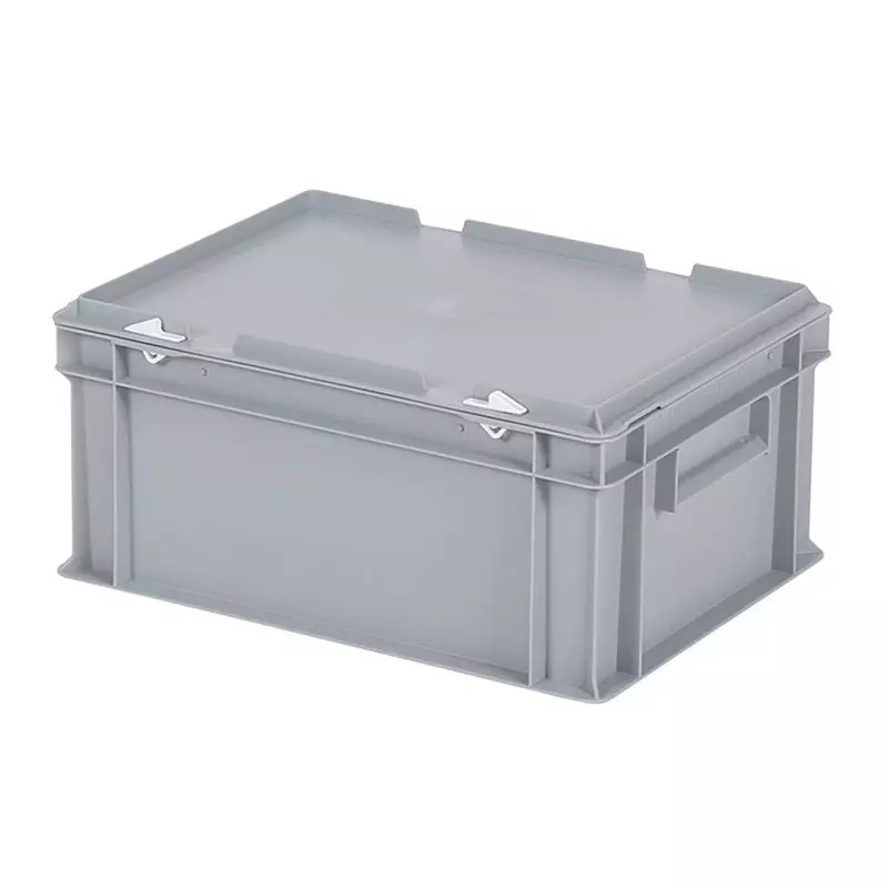 Stacking container with lid Euronorm 400x300x190 mm 16 l grey