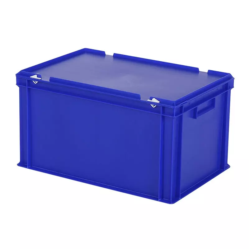 Stapelbak met deksel Euronorm 600x400x335 mm 64 l blauw