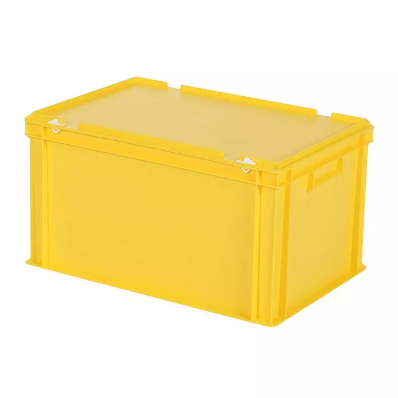 Stapelbak met deksel Euronorm 600x400x335 mm 64 l geel