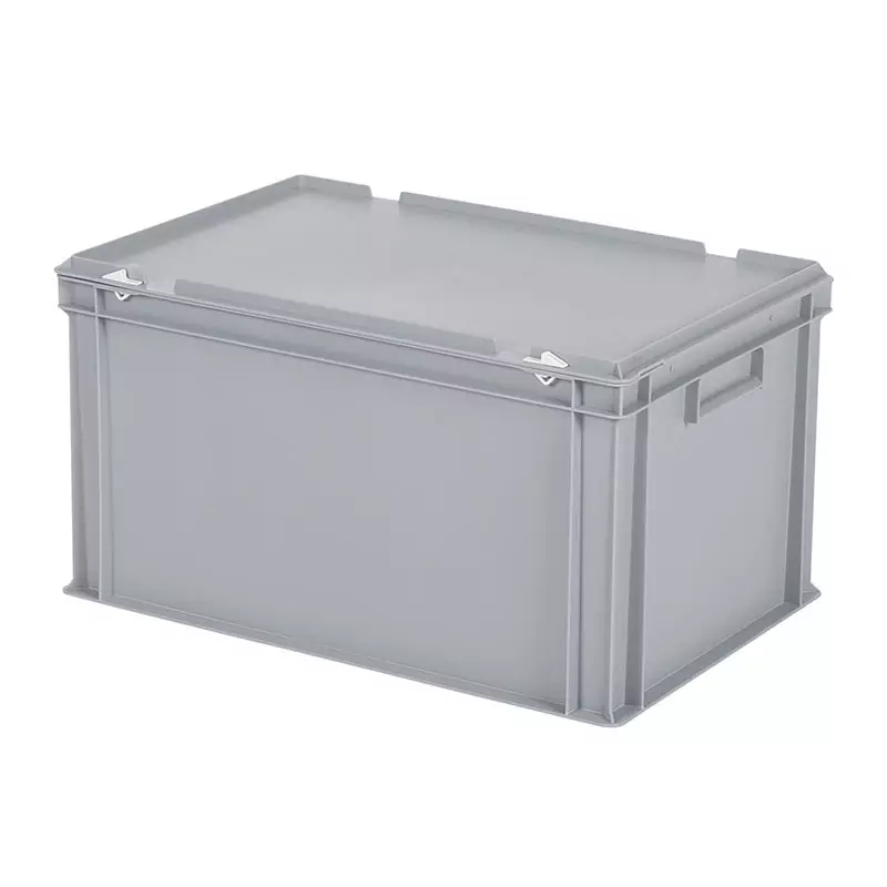 Stacking container with lid Euronorm 600x400x335 mm 64 l grey