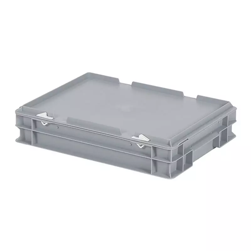 Stacking container with lid Euronorm 400x300x90 mm 7 l grey