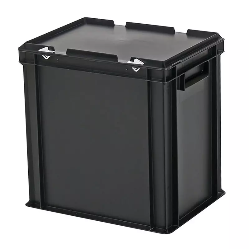 Stapelbak Euronorm met deksel 400x300x415 mm 37,5 liter zwart