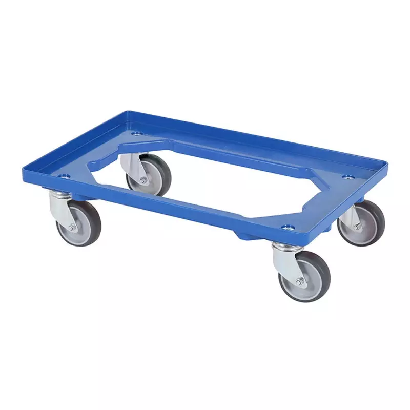 Open plastic base stainless steel wheel forks 600x400 mm blue