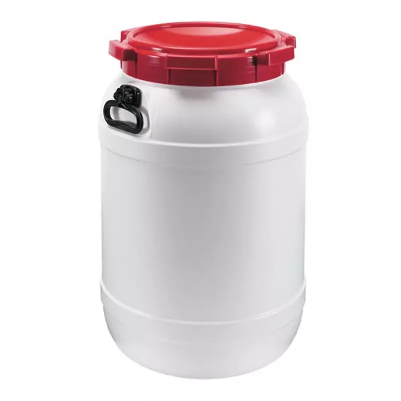 Wijdmondvat HDPE ø410x632 mm 68,5 l wit met rode deksel