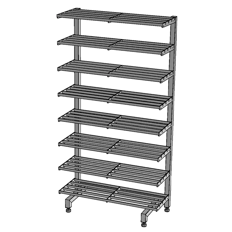 Étagère à chaussures sur pied à 8 niveaux en acier inoxydable 900 x 400 x 1710 mm