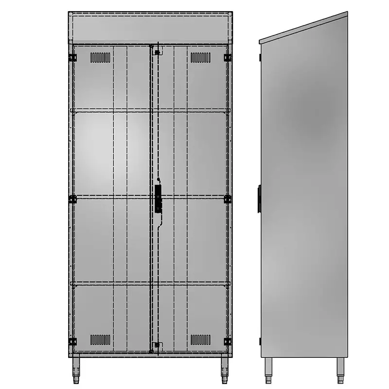 Kast 2 deuren 3 legborden RVS 950x500x1950/2148 mm