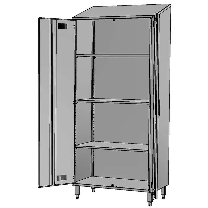 Kast 2 deuren 3 legborden RVS 950x500x1950/2148 mm