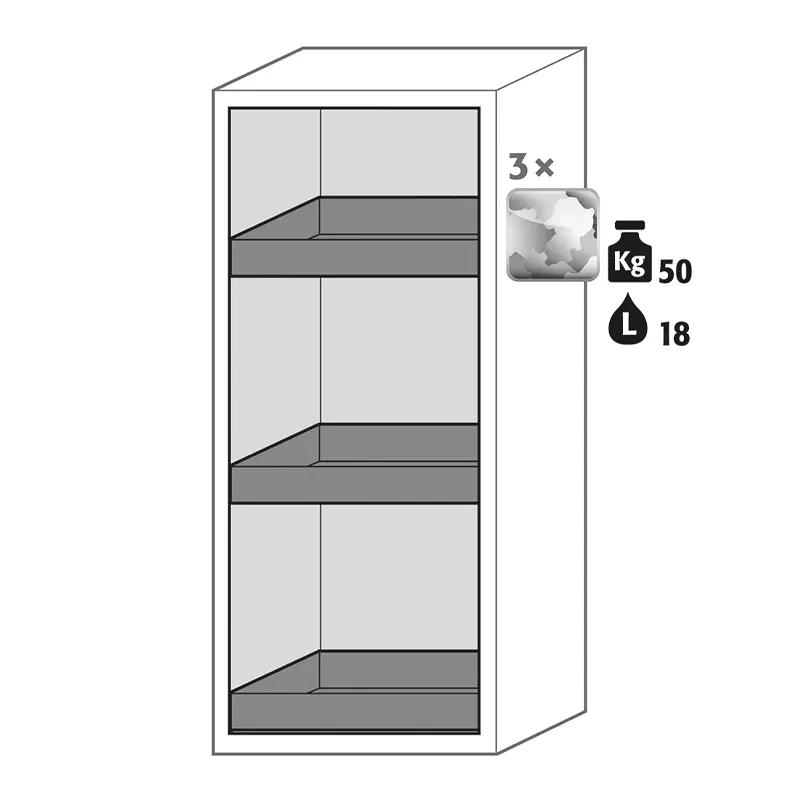 Armoire chimique CF.140.060R 600 x 500 x 1400 mm gris/jaune