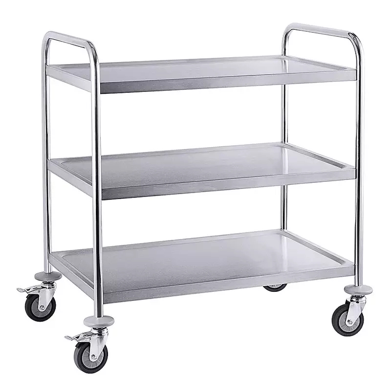 Serveerwagen RVS 18/0 met 3 afzetbladen 830x510x940 mm