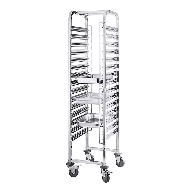 Chariot gastronorme en acier inoxydable pour 15 plateaux 1/1 de 65 mm