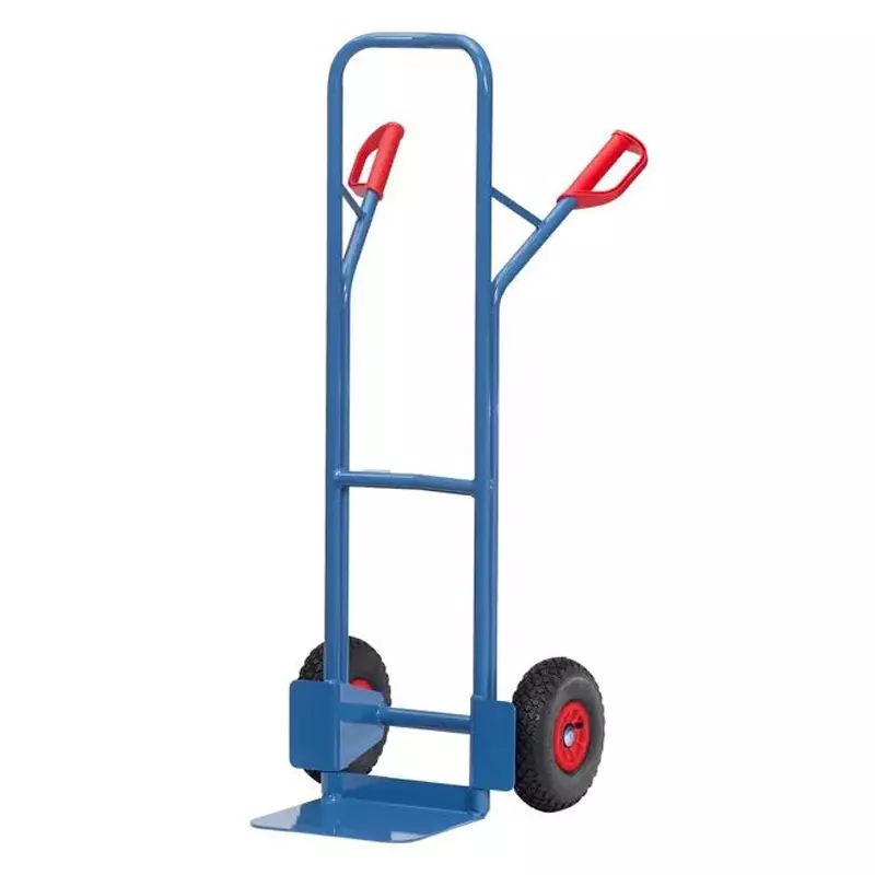 Hand truck steel pneumatic tires fixed platform 300 kg blue