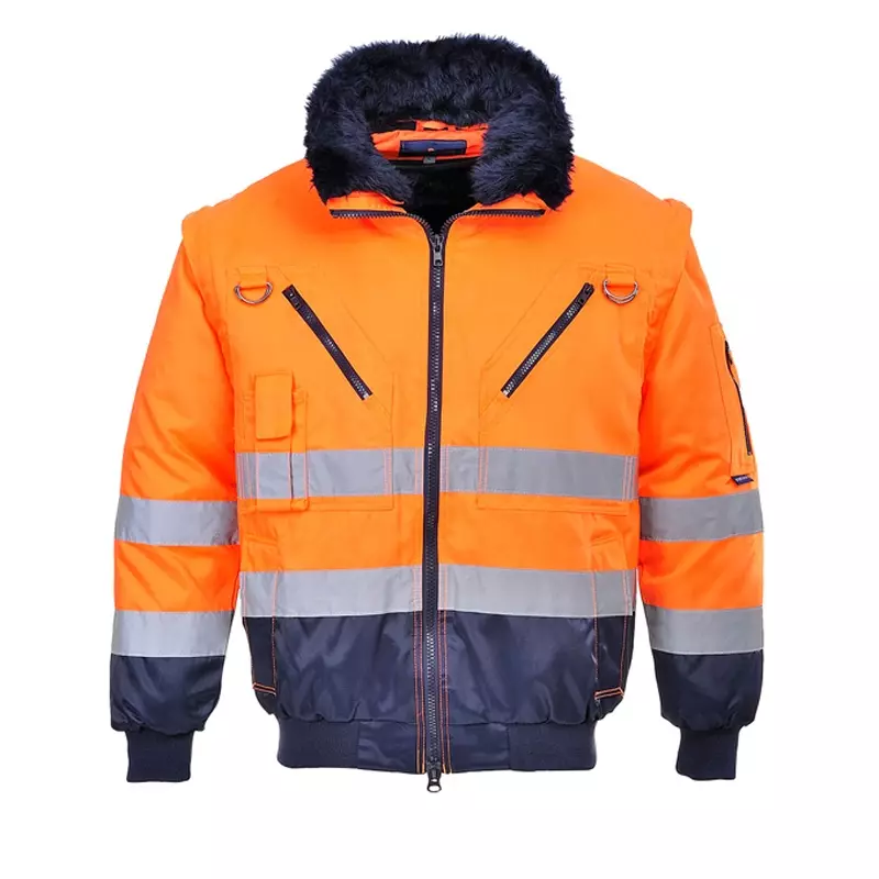 Veste de pilote 3 en 1 haute visibilité Portwest PJ50, orange fluo/bleu marine, taille 4XL