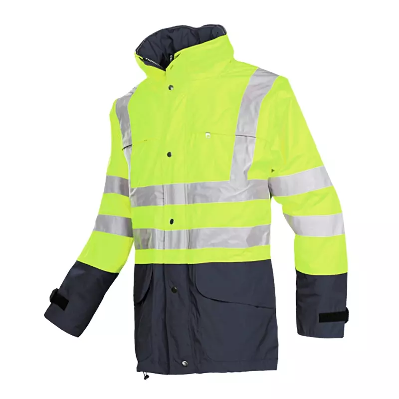 Veste imperméable haute visibilité Sioen Brighton 132ZA2EJ4, jaune fluo/bleu marine, taille S