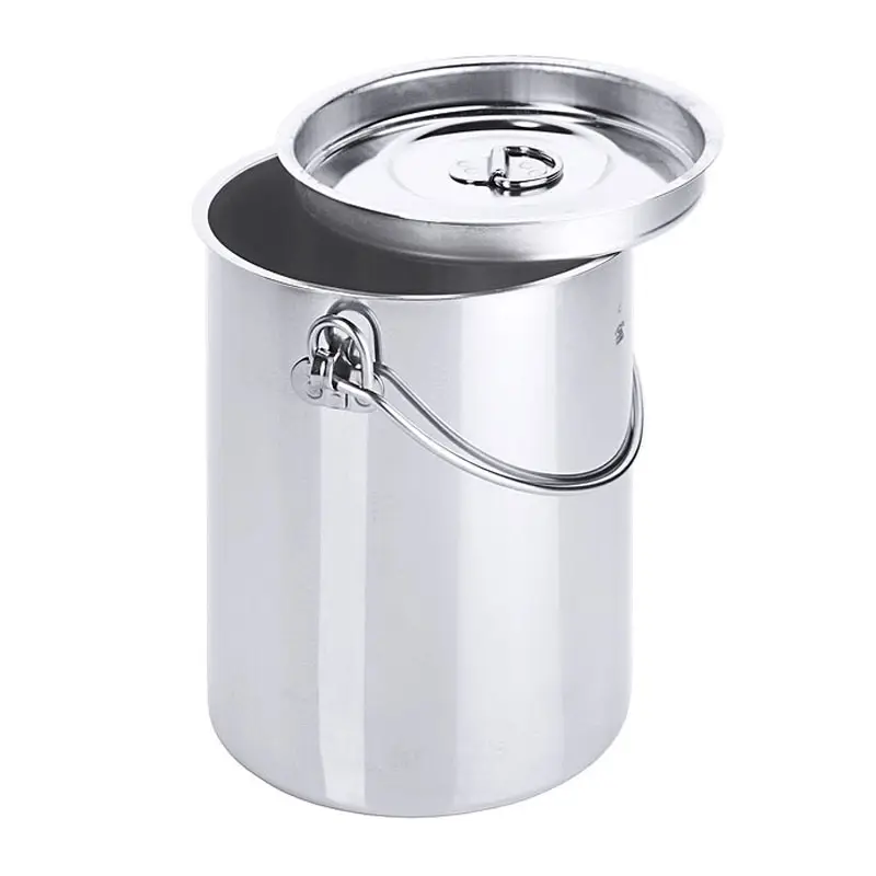 Seau droit avec couvercle, acier inoxydable 18/10, 2 litres