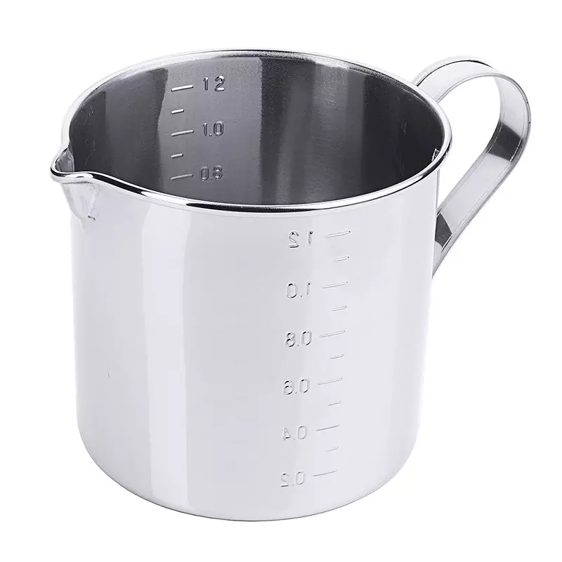 Maatbeker met maatverdeling en schenktuit RVS 18/10 1,3 l