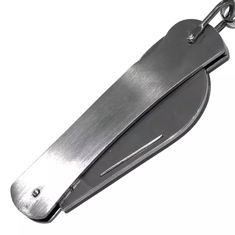 Couteau de poche en acier inoxydable avec anneau de suspension/cordon, lame incurvée de 65 mm