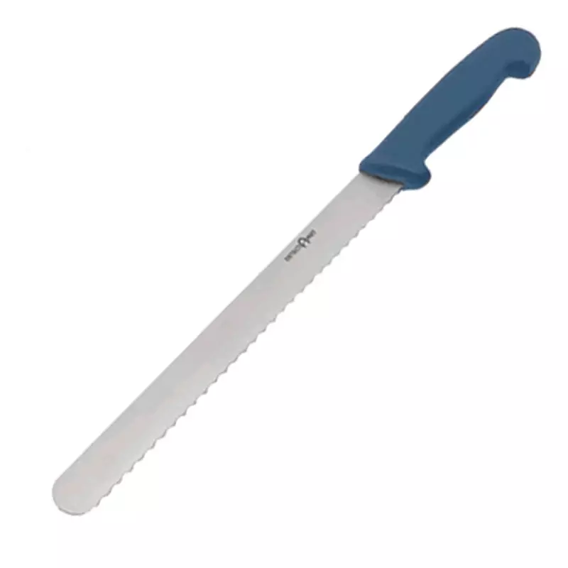 Couteau à pain dentelé, détectable, 25 cm, bleu
