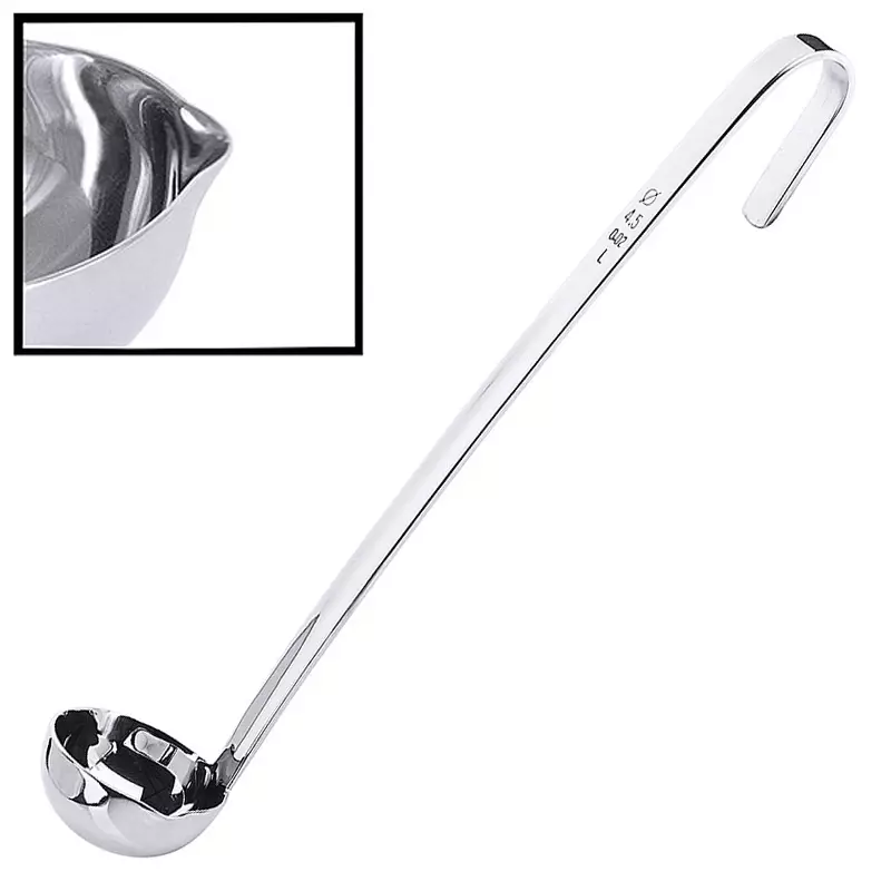 Cuillère à sauce à manche coudé à 90° avec bec verseur, acier inoxydable 18/10, ø 4,5 x 22 cm, 20 ml