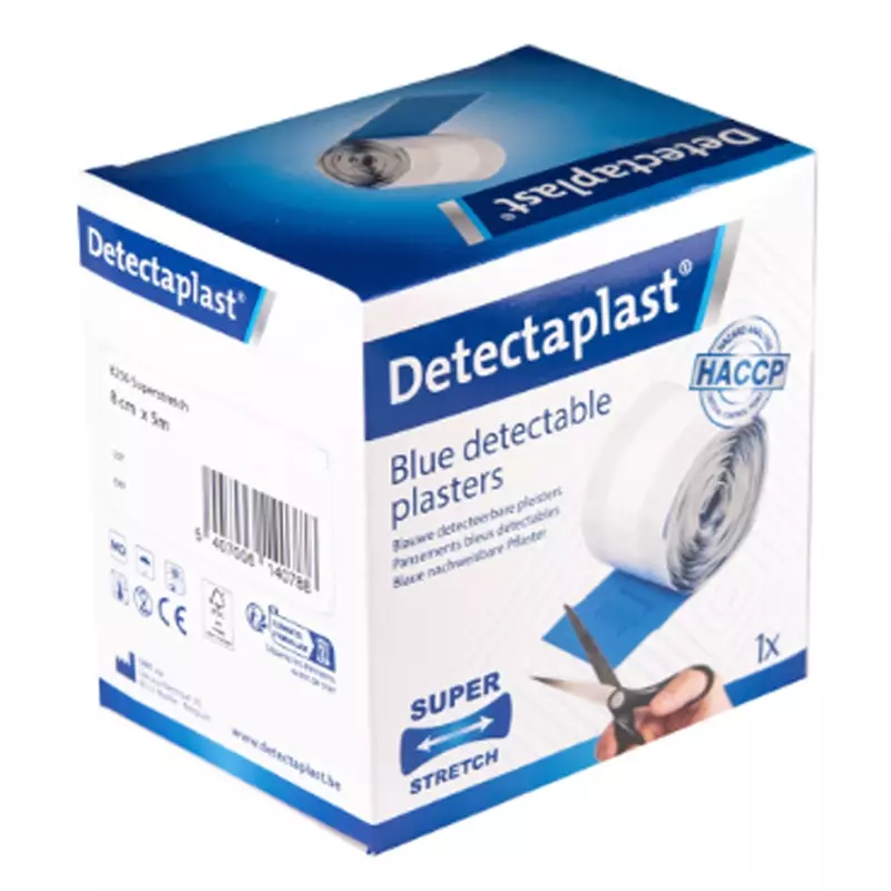 Detectaplast 8256 Elastic pleisters detecteerbaar blauw 8 cm rol 5 meter