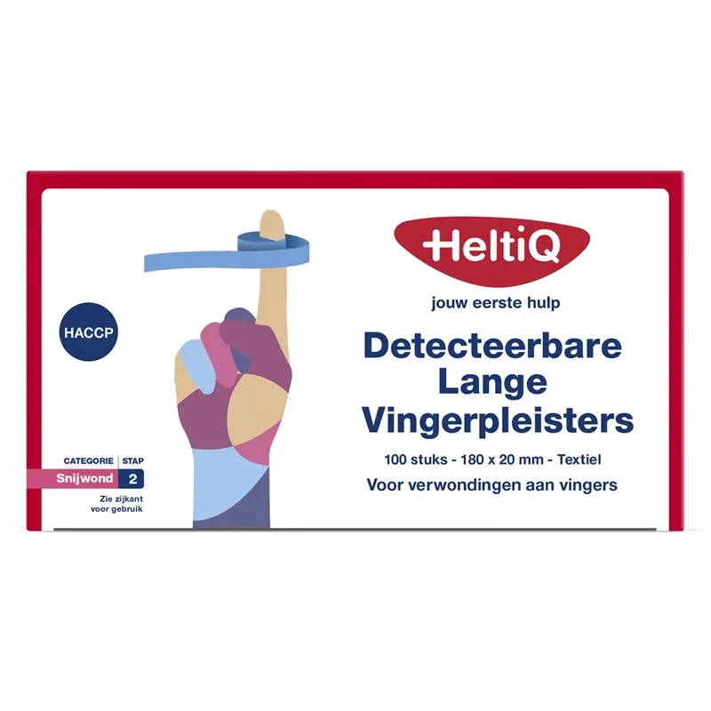 Pansements textiles HeltiQ détectables pour doigts longs 180x20 mm