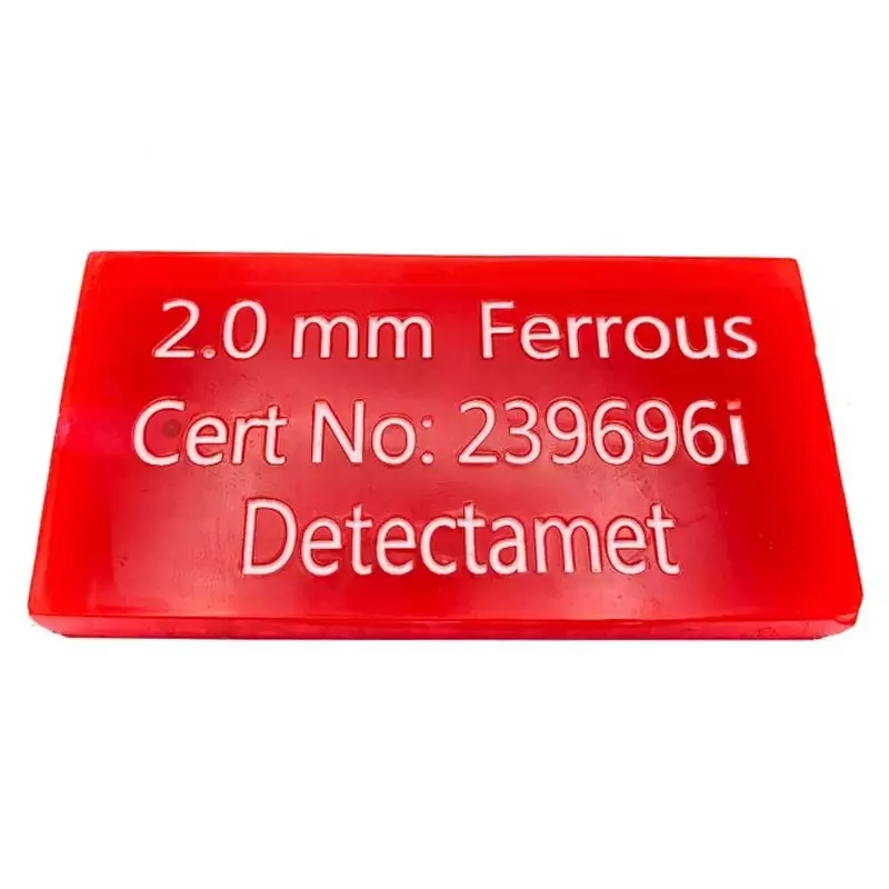 Carte de test de détection de métaux Detectamet en acrylique FE 2,5 mm rouge