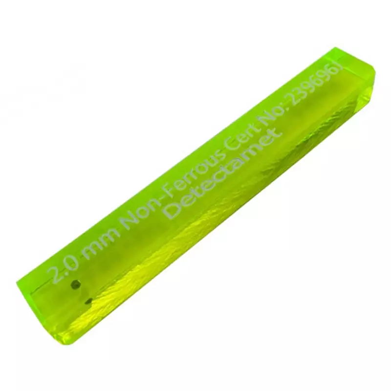 Detectamet metaaldetectie teststick acryl NON FE 100x12x10 mm 3,0 mm groen