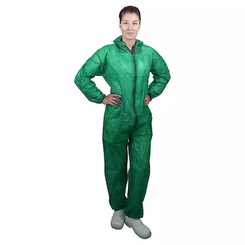 Hycare disposable overall capuchon en rits non-woven polypropyleen donkergroen maat 2XL