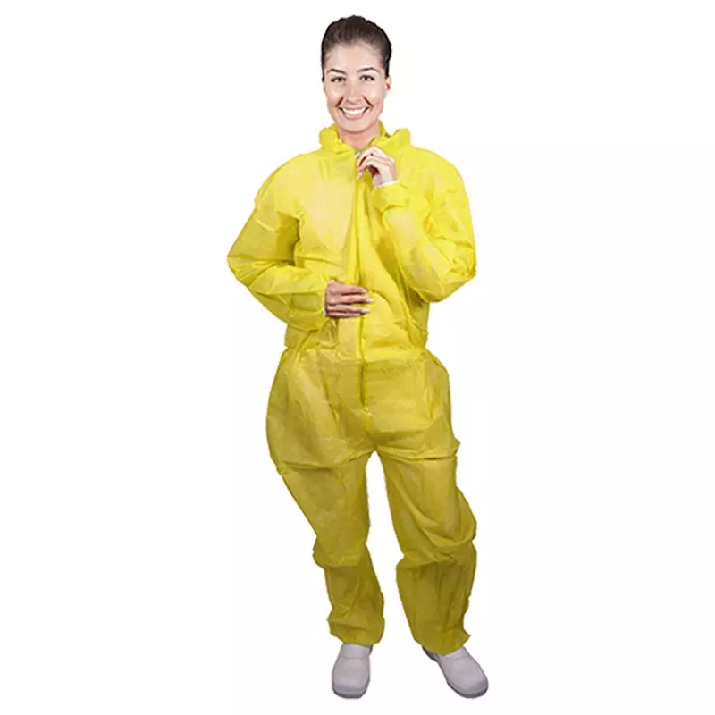 Hycare disposable coverall hood and zipper non-woven polypropylene yellow size 2XL