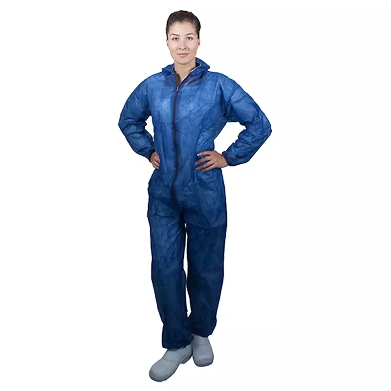 Hycare disposable overall capuchon non-woven polypropyleen met PE-coating blauw maat L