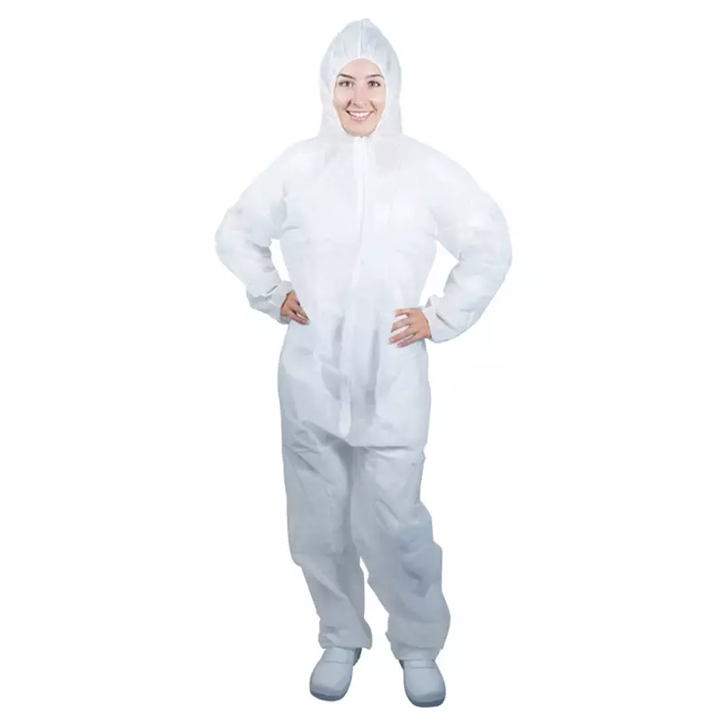 Hycare disposable overall capuchon non-woven polypropyleen met PE-coating wit maat L