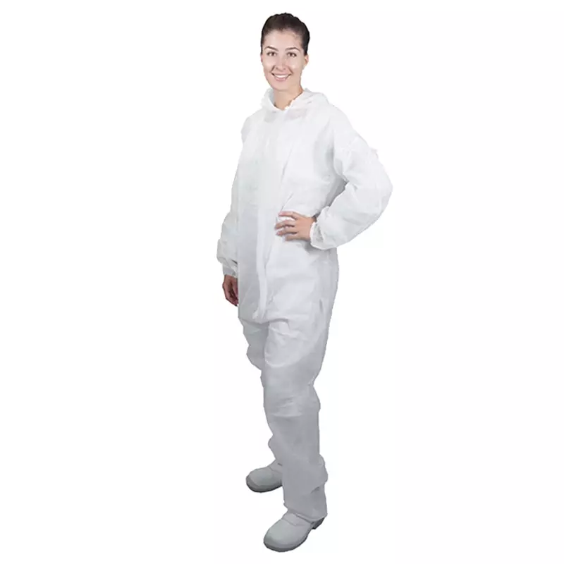Disposable overall klittenband en capuchon non-woven polypropyleen wit maat 3XL