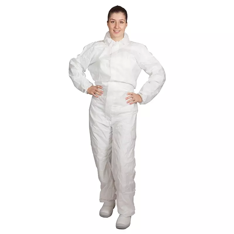 Disposable anti-static coverall with collar Hycare white size 2XL