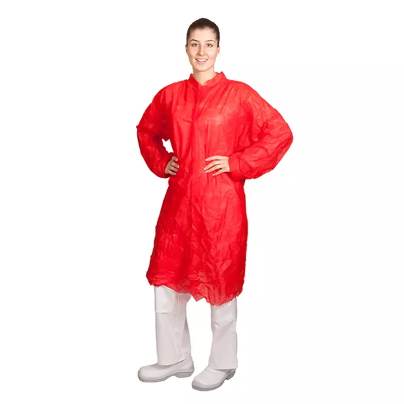 Hycare disposable visitor coat with Velcro fastening non-woven polypropylene red size 2XL