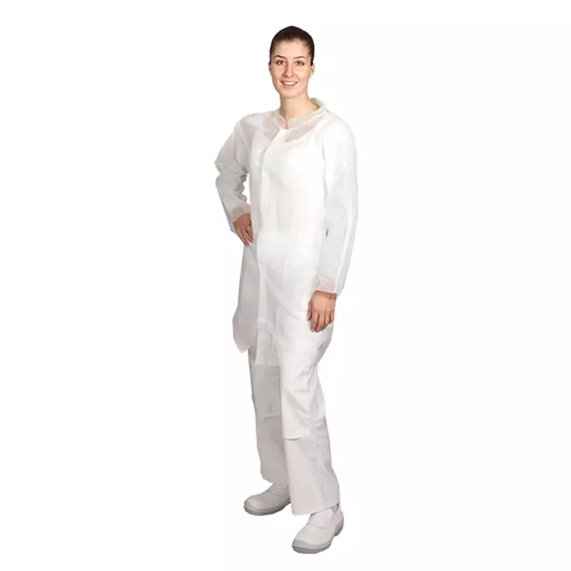 Hycare disposable visitor coat with Velcro fastening, non-woven polypropylene, white, size 2XL