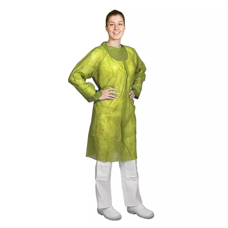 Hycare disposable visitor coat with Velcro fastening, non-woven polypropylene, yellow, size 2XL