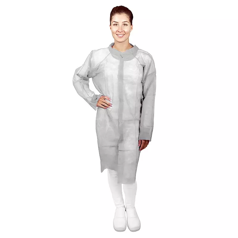 Blouse de visiteur jetable Hycare basique avec fermeture Velcro, en polypropylène non tissé blanc, taille 3XL