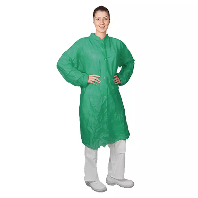 Blouse jetable pour visiteur Hycare, basique, fermeture à pression, en polypropylène non tissé vert, taille 2XL