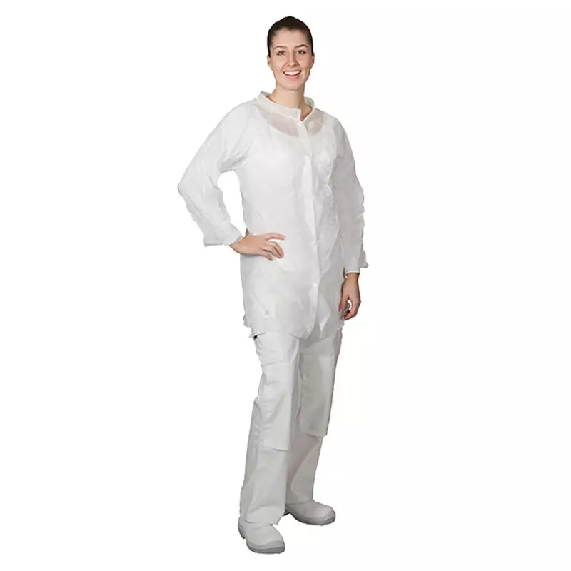 Hycare disposable bezoekersjas basic drukknopen non-woven polypropyleen wit maat 2XL