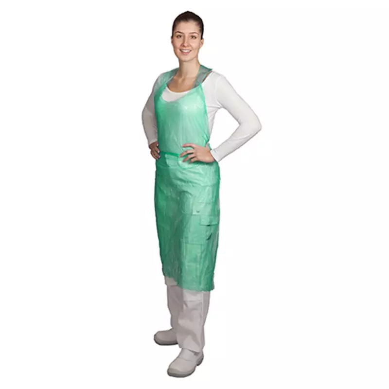 Tablier jetable Hycare, bloc de polyéthylène déchirable vert 20 µm