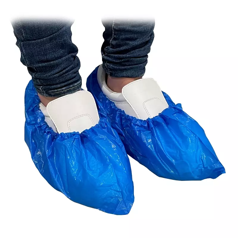 Hycare disposable overschoen met antislip zool CPE 41 x 17 cm blauw